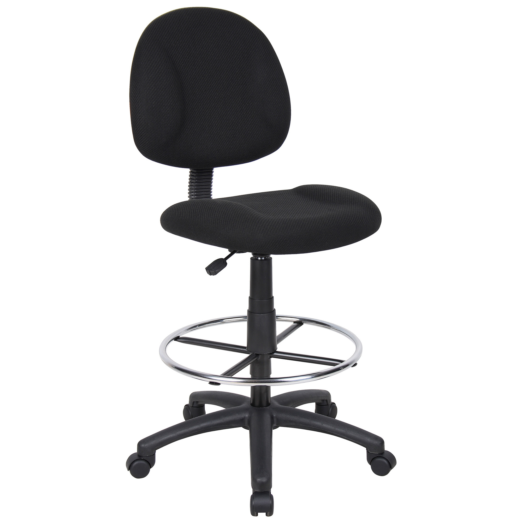 BOSS Height Adjustable Drafting Stool with Tweed Upholstery, Black, 25in.W x 25in.D x 44.5-49.5in.H, Model# B1615-BK
